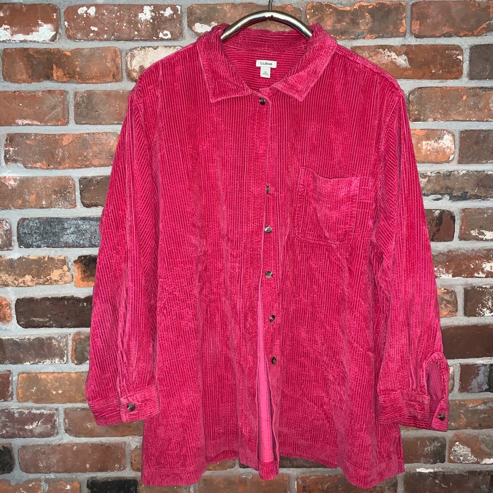90s pink rose LL Bean corduroy button up